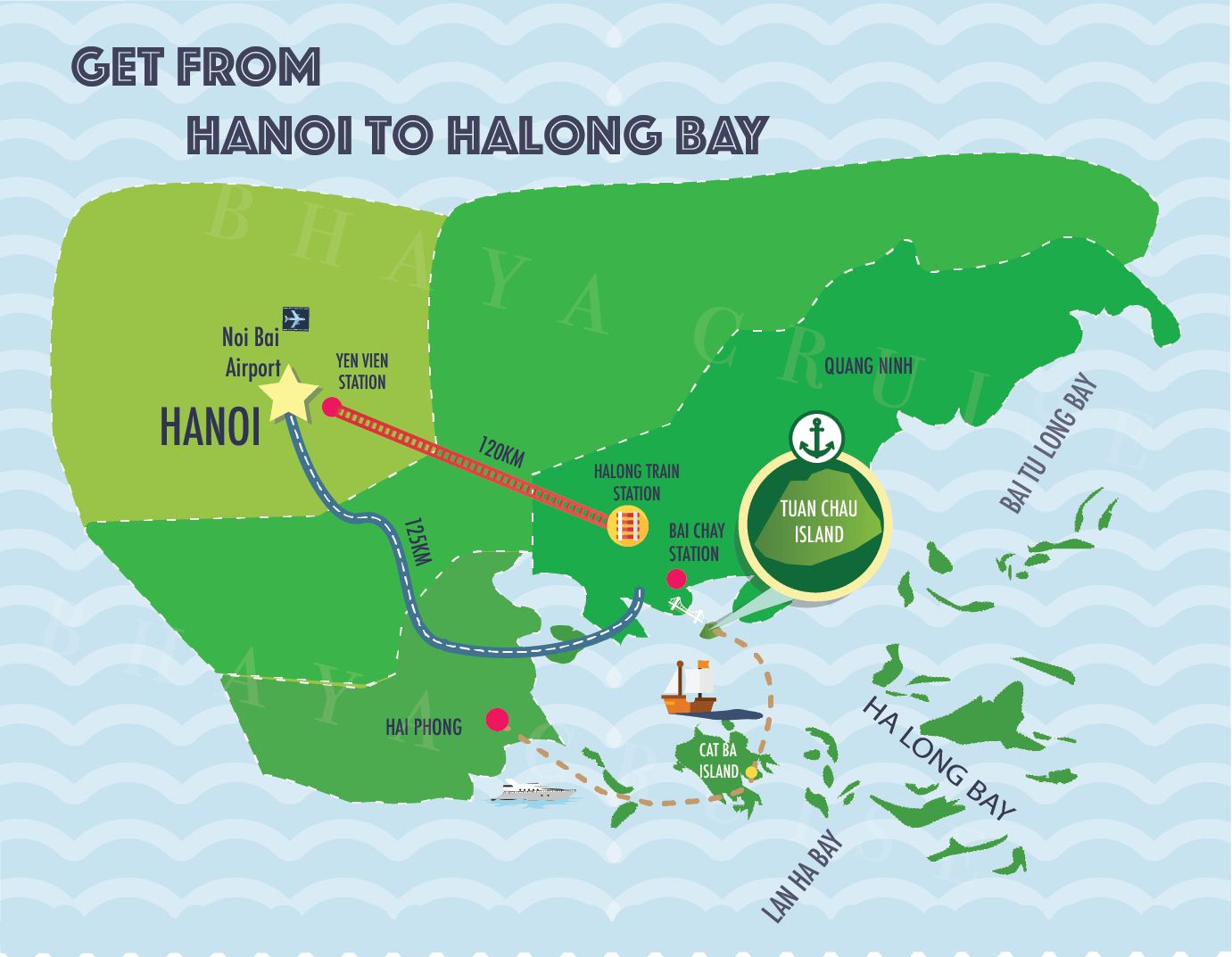 hanoi to halong bay map